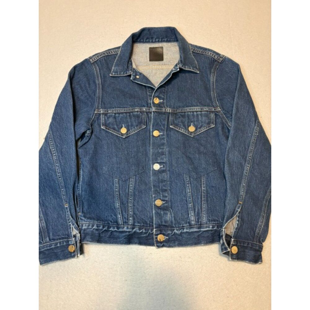 Goldsign Morton Denim Jacket Womens S Dark Wash Gold Tone Button Closure Sample